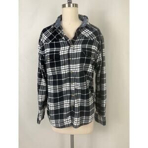 Jach's Girlfriend Medium Plaid Country Rodeo Cowgirl Workwear Neutral Black